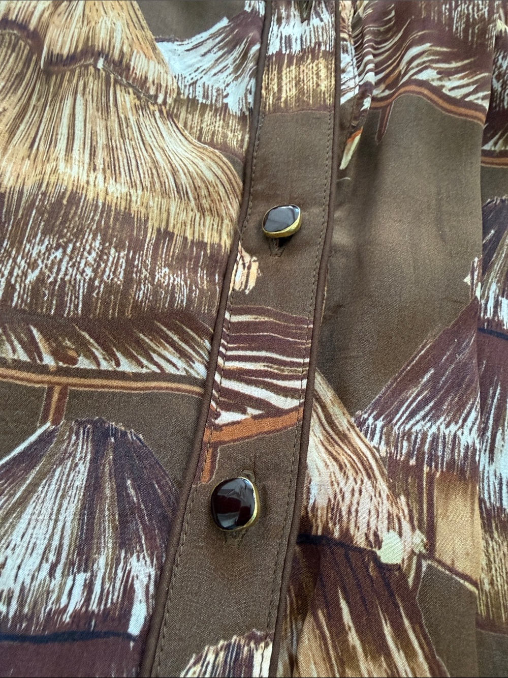 FARM Rio Malocas Brown & Tan Botanical-Print Long-Sleeve Maxi Dress nwot - Picture 15 of 17